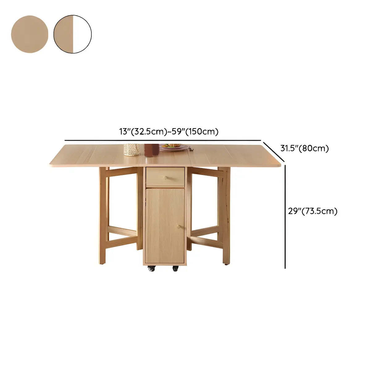 Scandinavian Folding Rubberwood Dining Table
