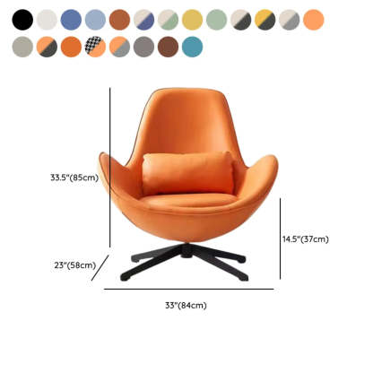 Red Brown Leather Flared-Arm Stick-Base Accent Chair — Light Gray-White / Microfiber Leather