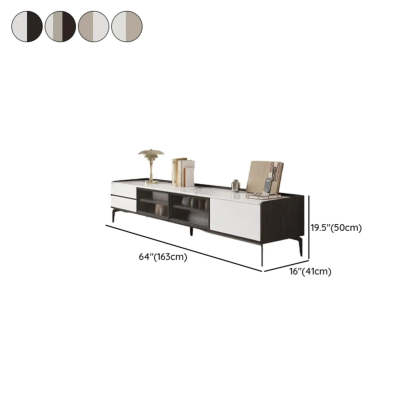 Minimalist Marble Top TV Stand with Drawers — White/ Khaki