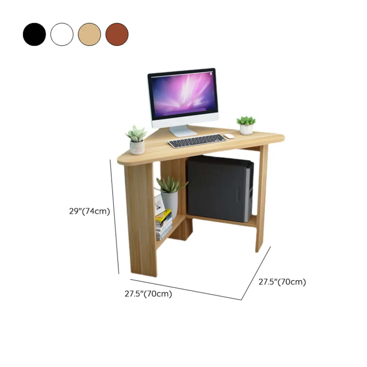 Small Wood Triangle Corner Computer Desk