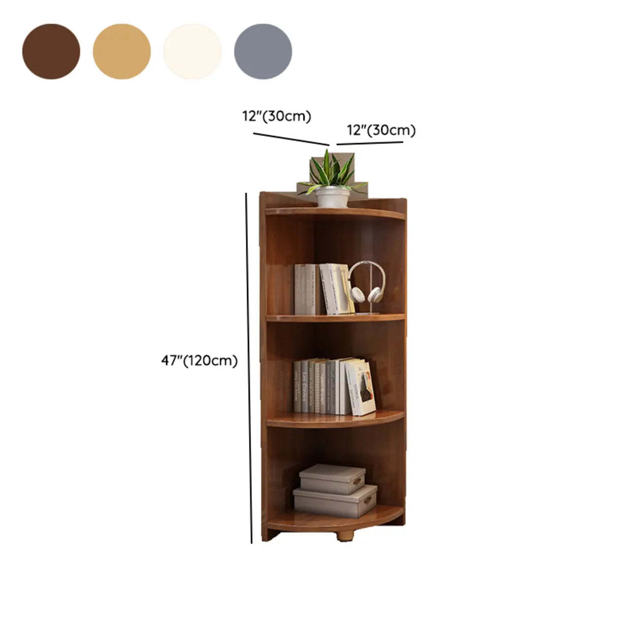 Modern Corner Multi-Shelf Wood Bookcase