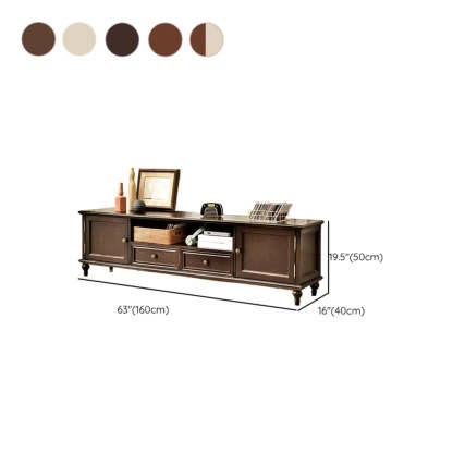 White and Brown Wood Open Storage TV Stand — Nut-Brown