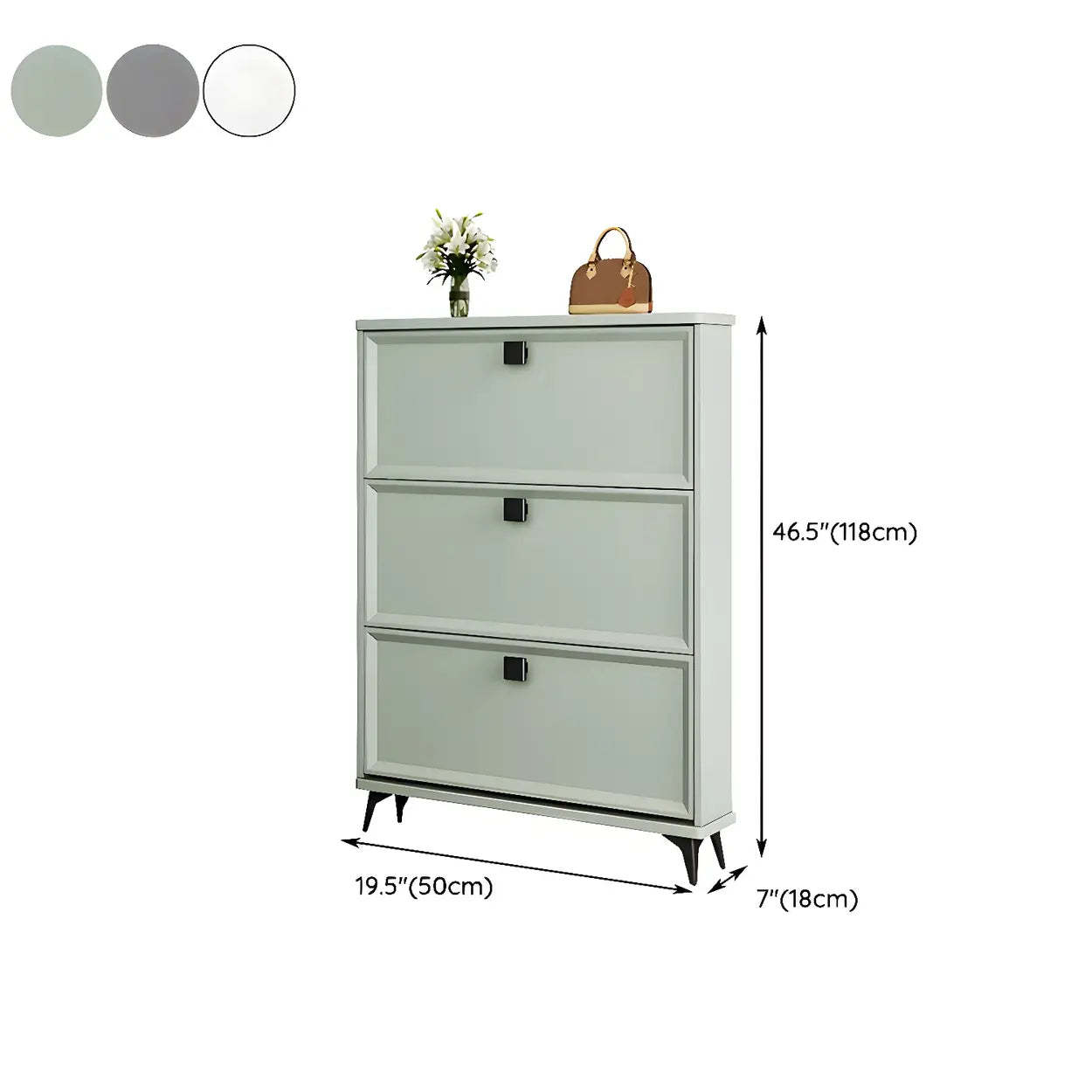 Adjustable Gray Wood Drop-Front Entryway Shoe Cabinet — White