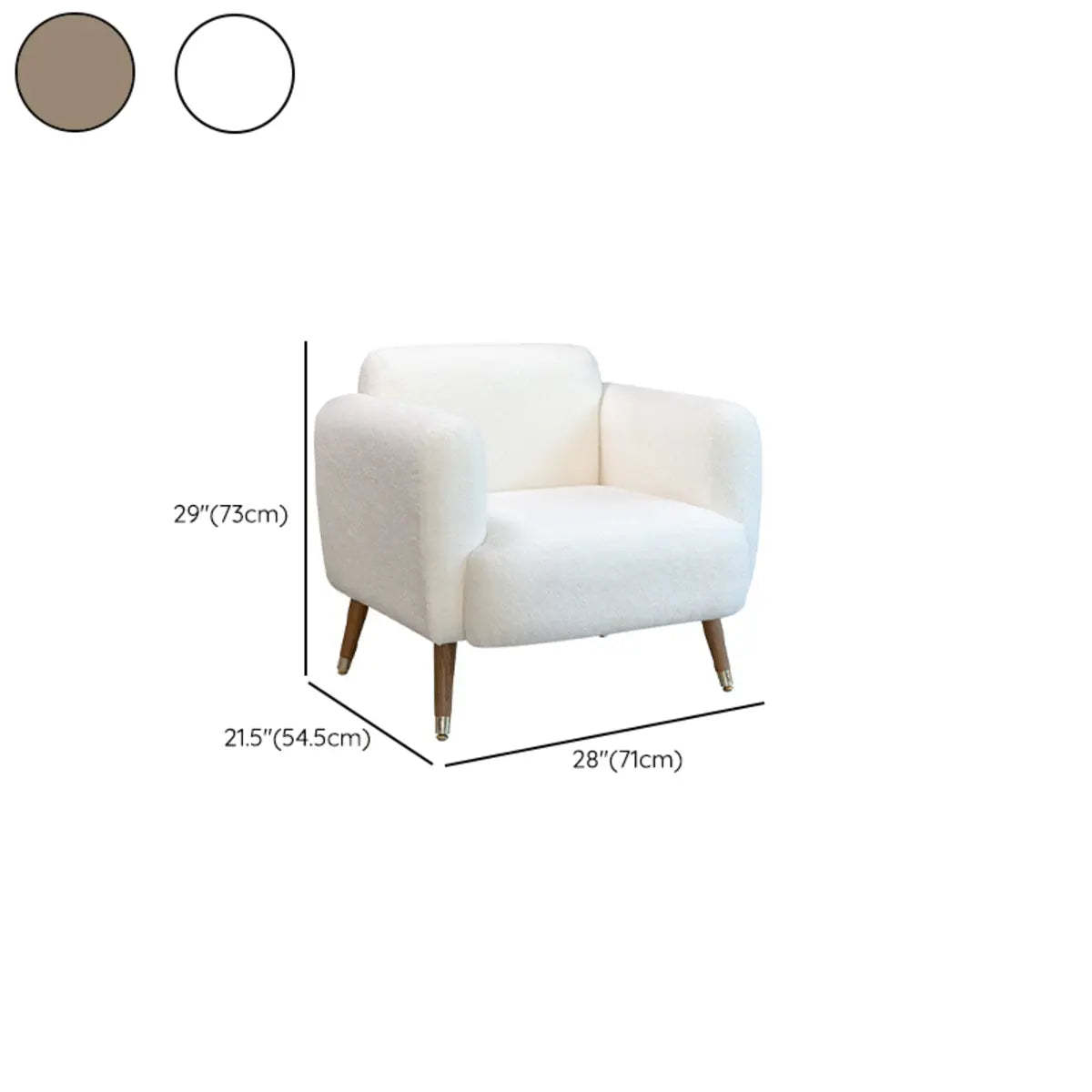 White Faux Cashmere Fixed-Back Arm Chair