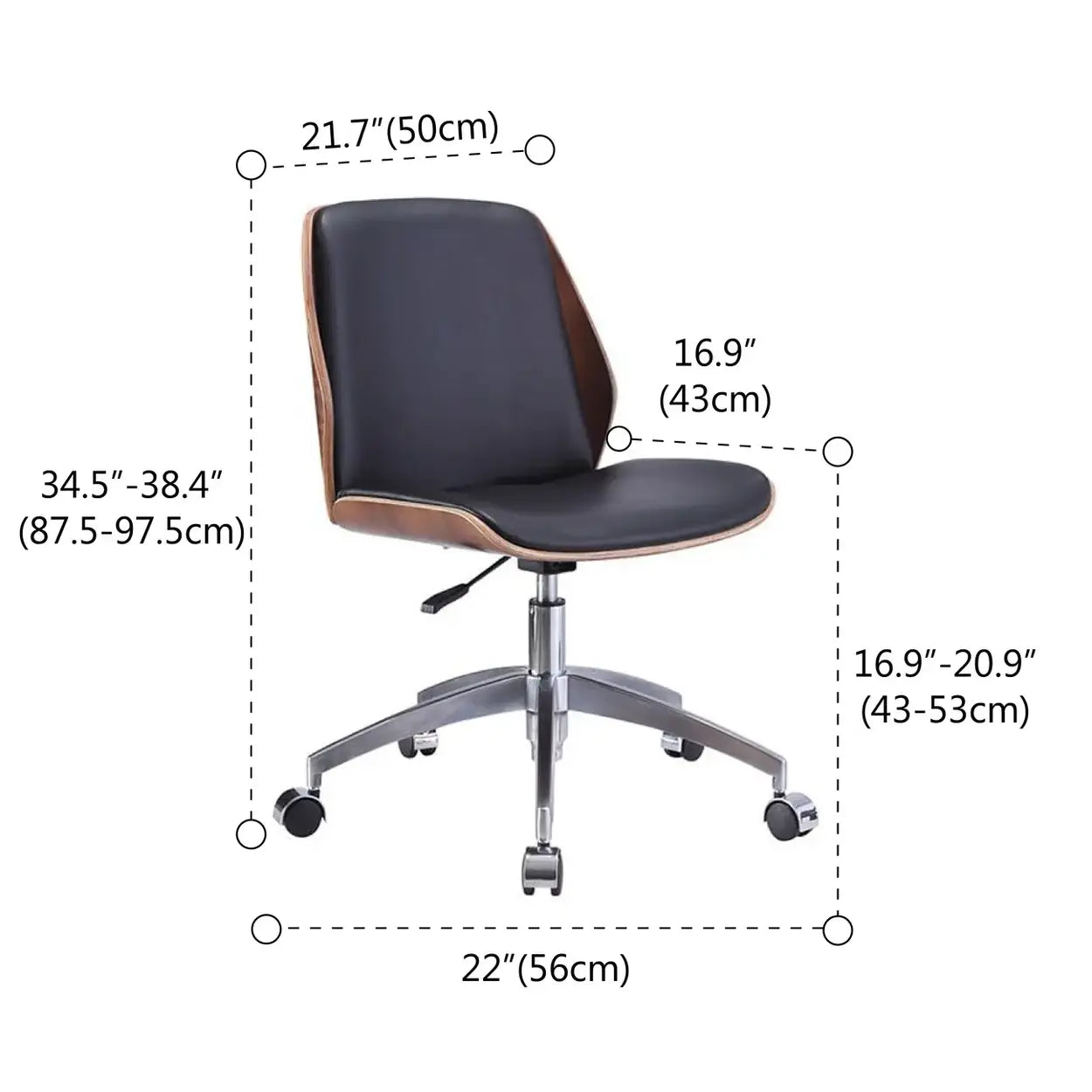 Modern Ergonomic Leather Armless Swivel Office Chair