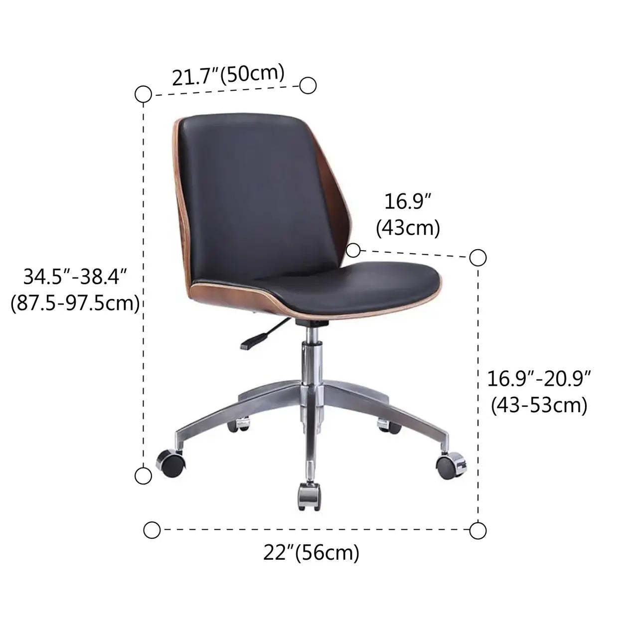 Modern Ergonomic Leather Armless Swivel Office Chair
