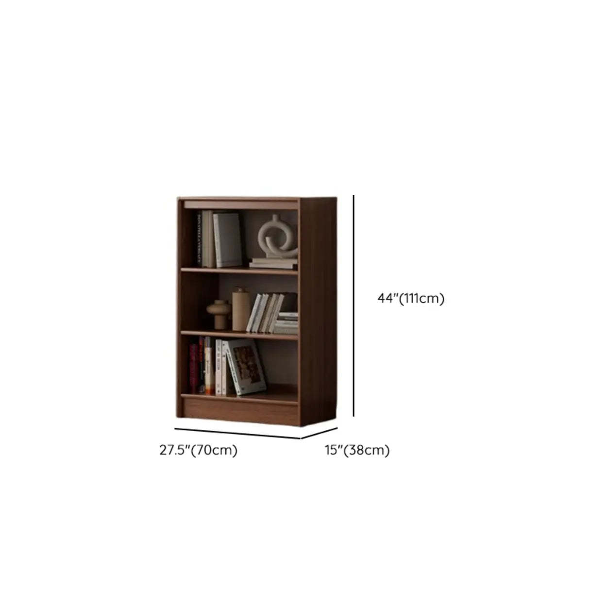 Classic Brown Wood Bookshelf with Drawers