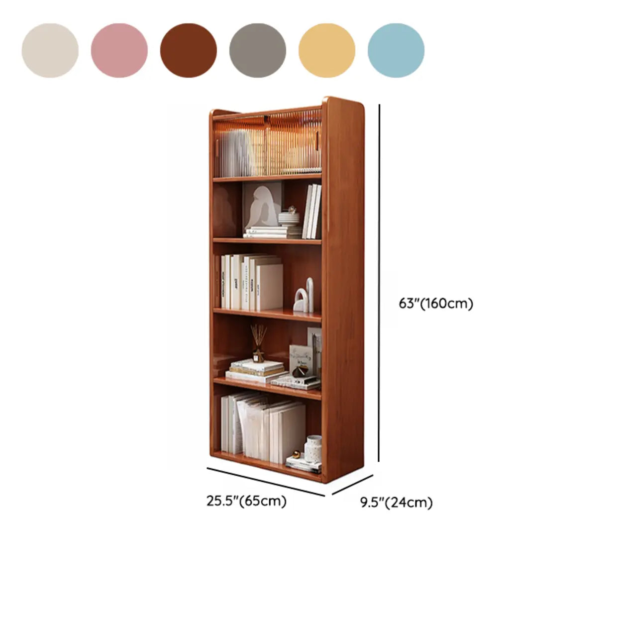 Modern Rectangular 5-Tier Vertical Bookcase