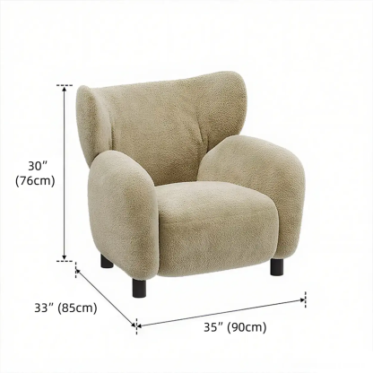 Modern Apricot Chenille Wingback Accent Chair with Arms