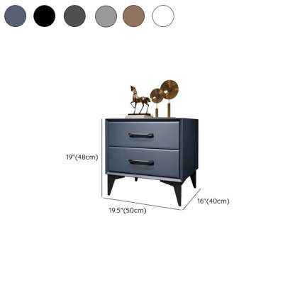 Blue 2-Tier Square Leather Nightstand with Legs — Blue