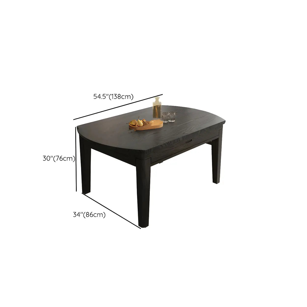 Modern Round Black Ash Drop-Leaf Dining Table