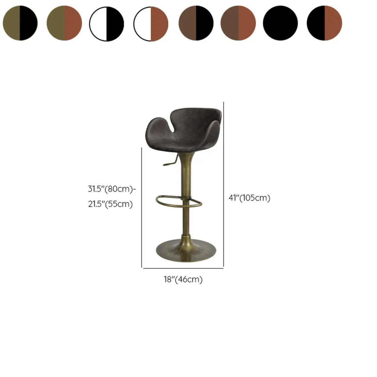 Swivel Leather Bucket Bar Stool with Back