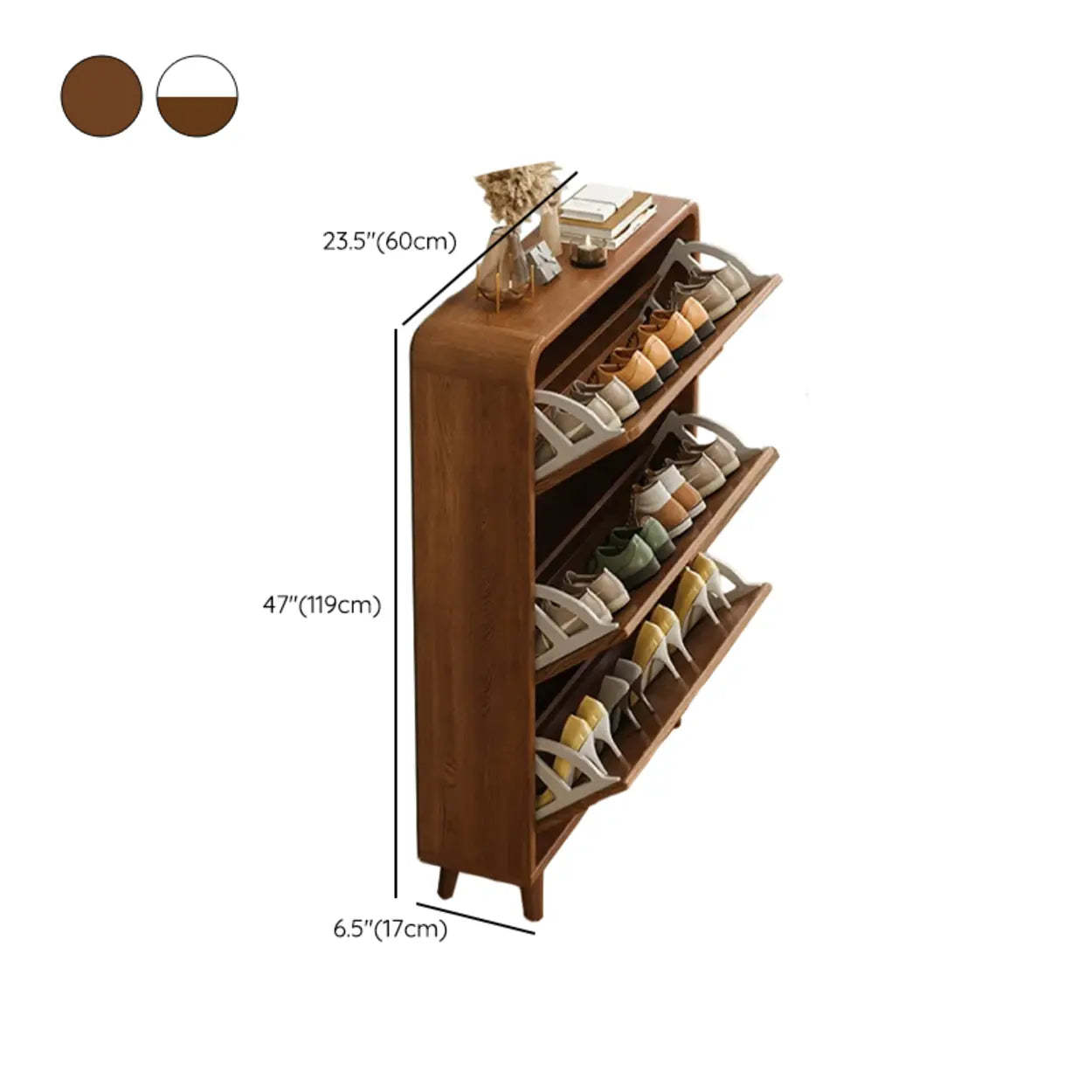Tall Wood Drop-Front Shoe Cabinet