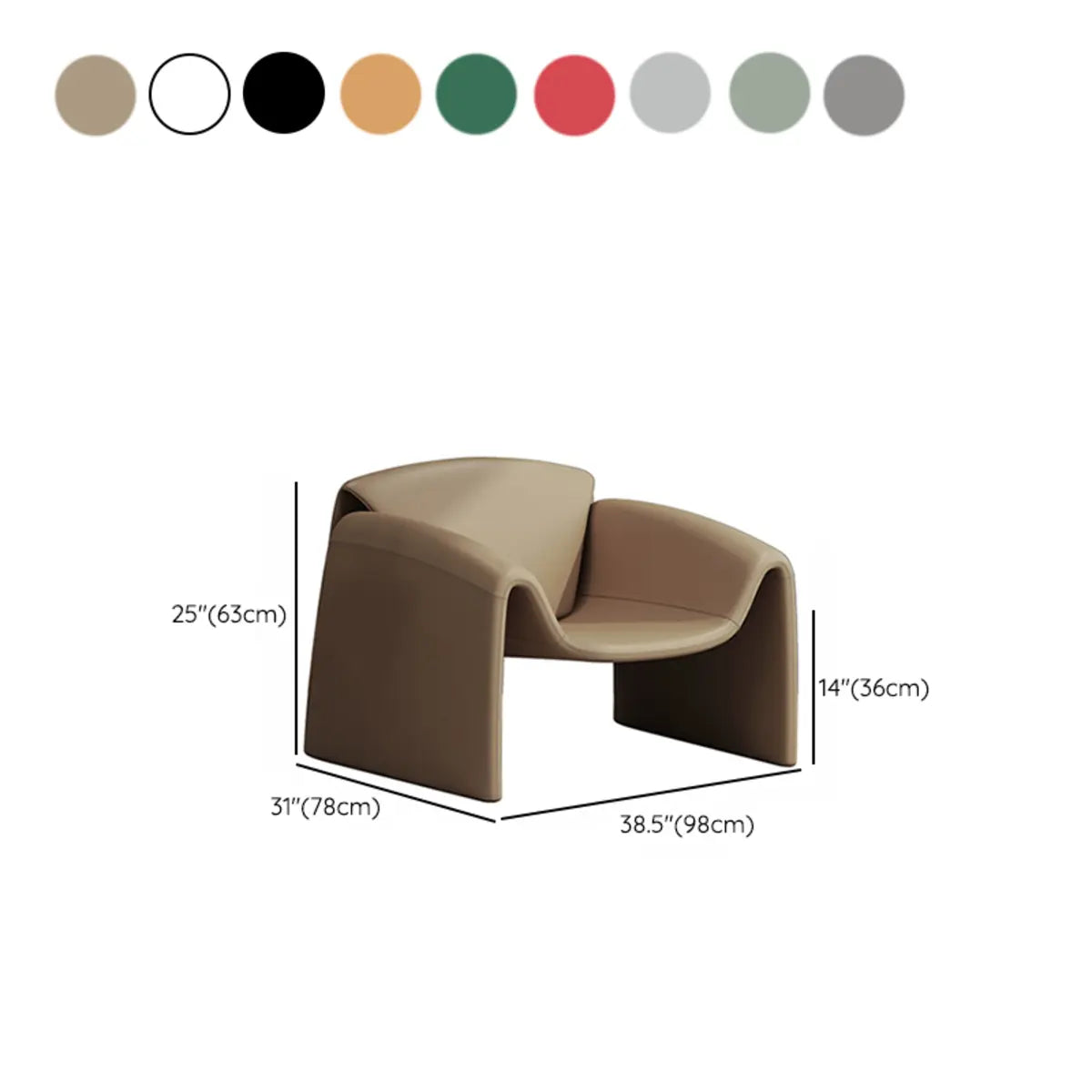 Orange Leather Sled Arm Chair with Pillow