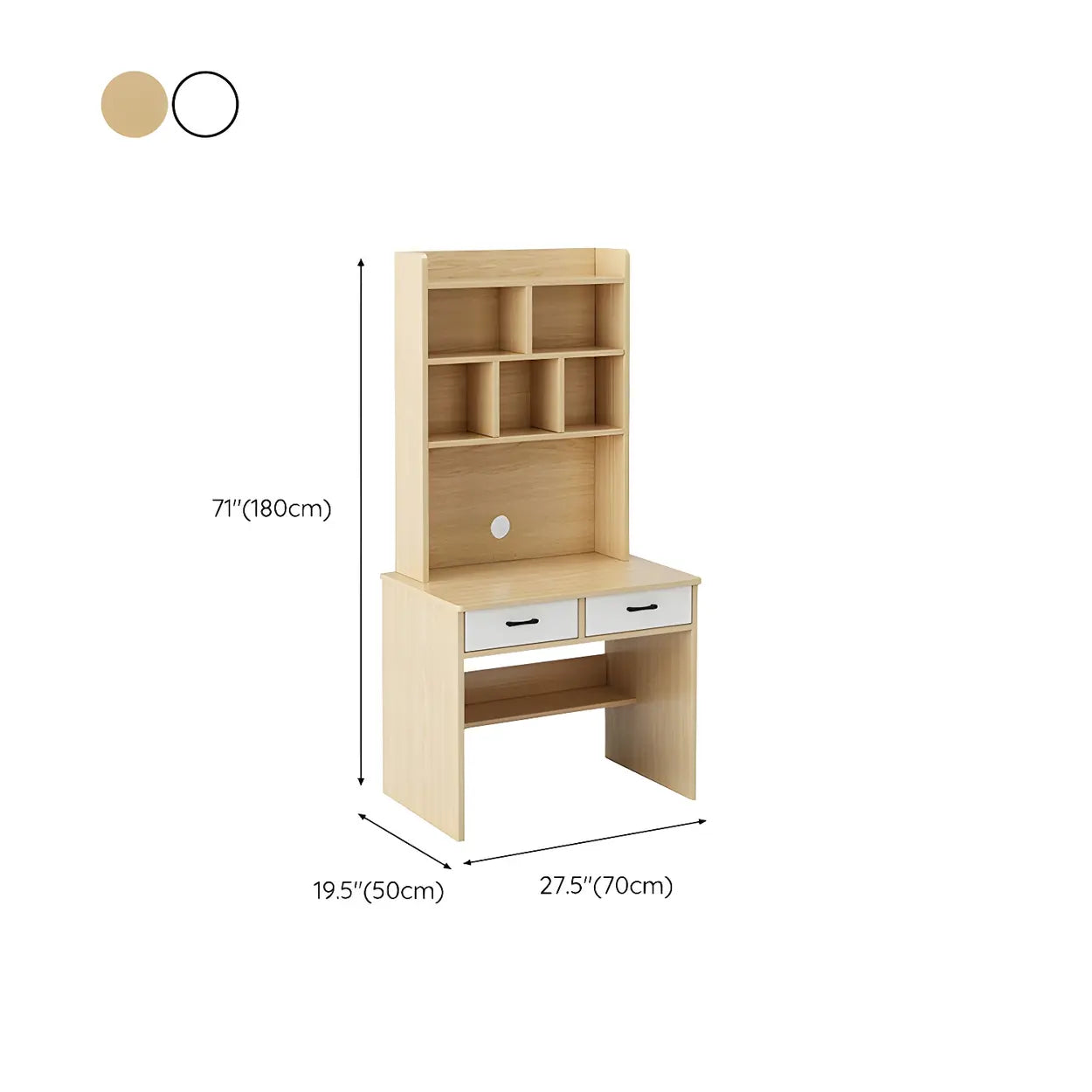 Small Wood H-Base Credenza Desk with Hutch