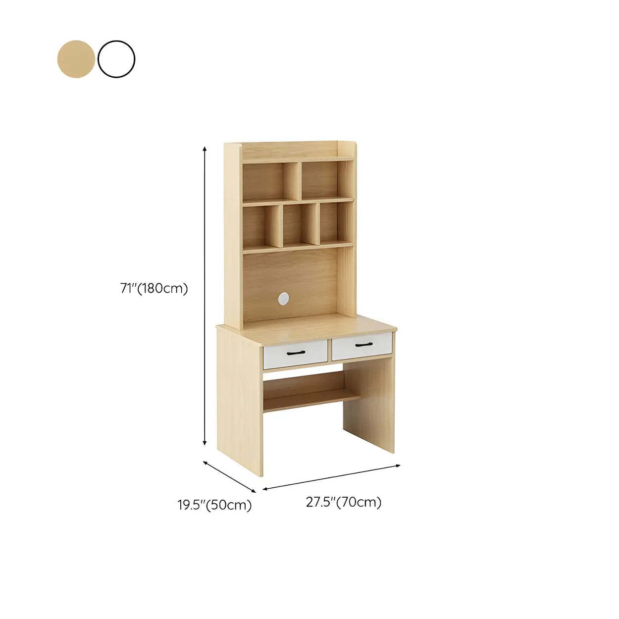 Small Wood H-Base Credenza Desk with Hutch