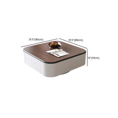 Brown Wood Top White Iron Base Square Nesting Tables