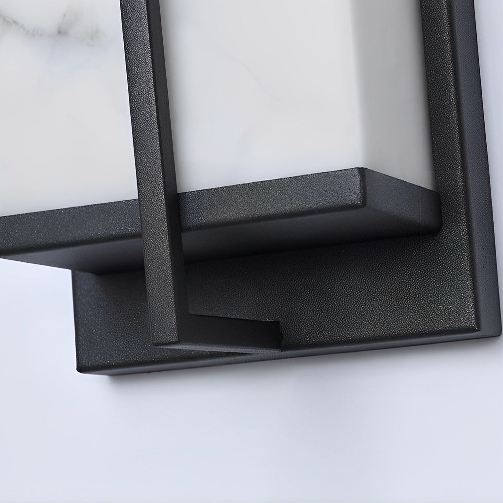 Resin Rectangular Waterproof LED Black Modern Outdoor Sconce Lighting-Lighom
