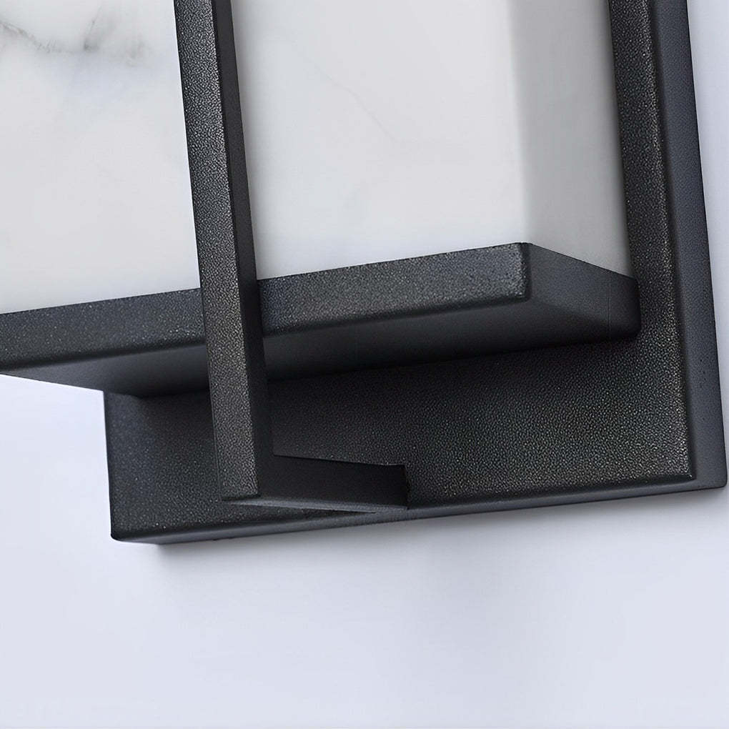 Resin Rectangular Waterproof LED Black Modern Outdoor Sconce Lighting-Lighom