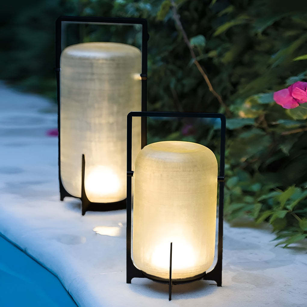 Industrial lantern portable outdoor lanterns & lamps in acrylic — 10" H x 7" Dia / Solar / Set of 6