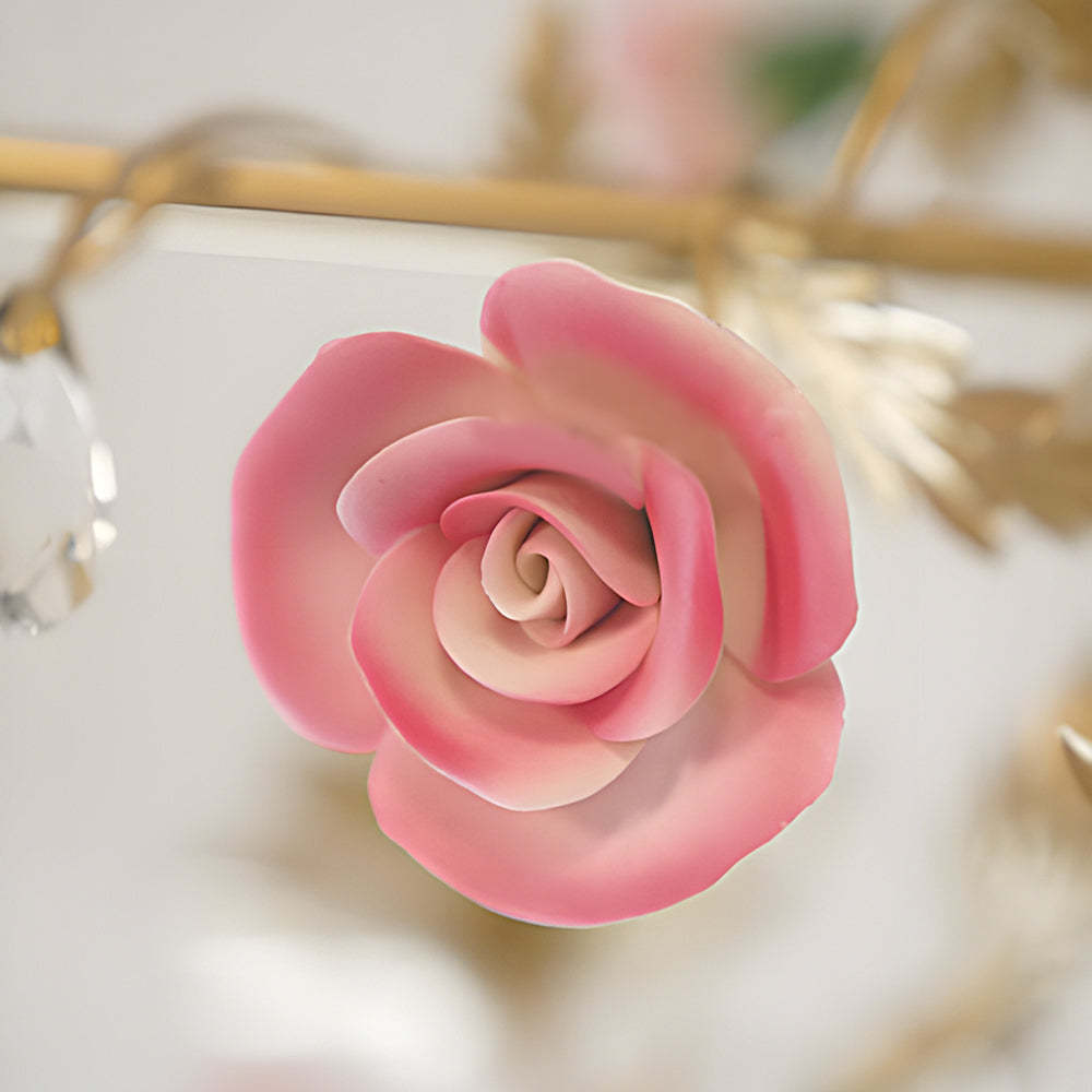 French Pink Rose Candlelight Pastoral Chandelier