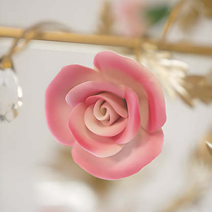 French Pink Rose Candlelight Pastoral Chandelier