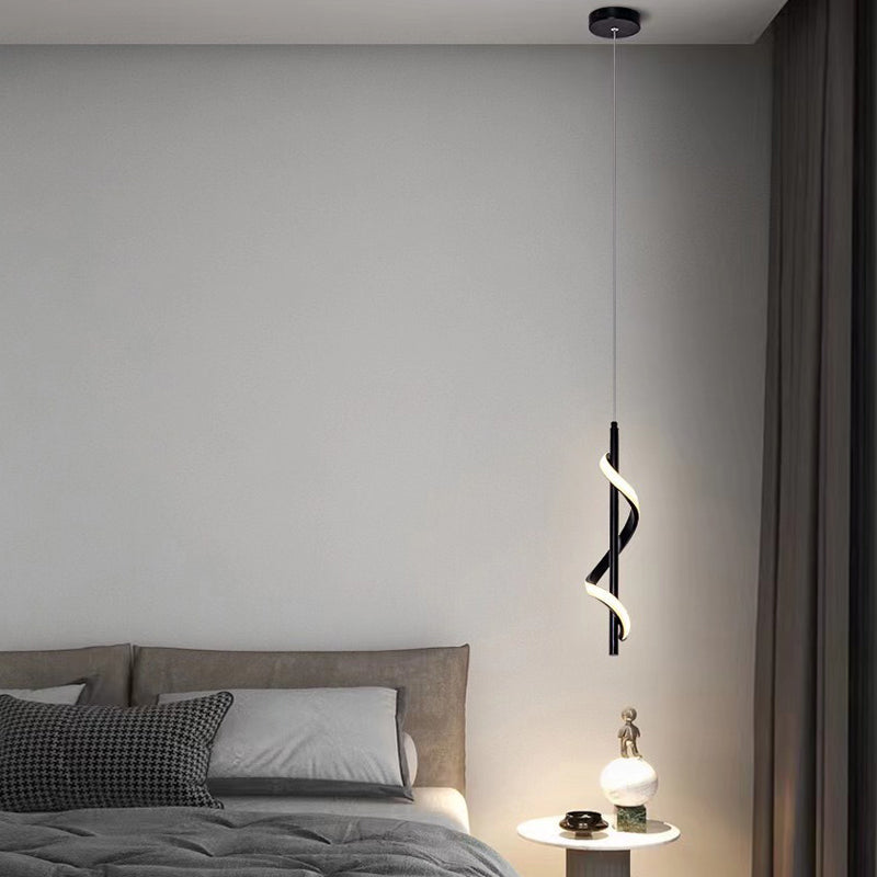Spiral Strips 3-Step Dimming LED Black Modern Wall Pendant