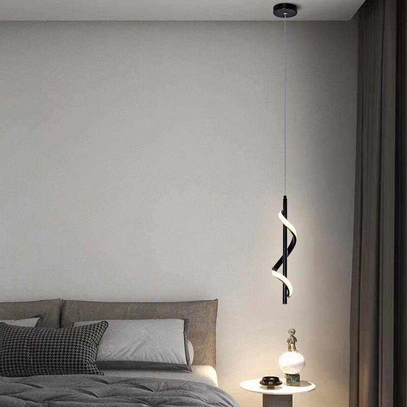 Spiral Strips 3-Step Dimming LED Black Modern Wall Pendant