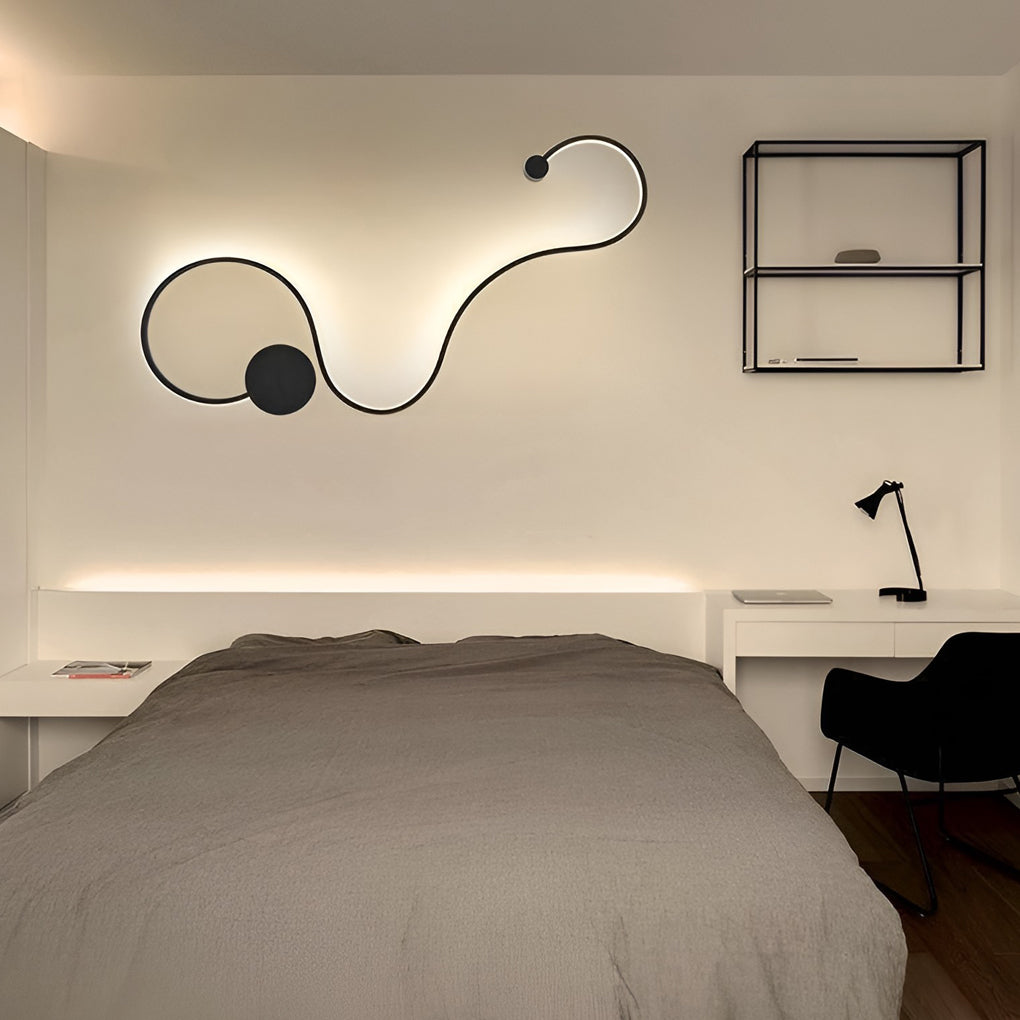 Creative Long Curved Linear LED Modern Wall Sconce Lighting Wall Light Wall Lamp-Lighom