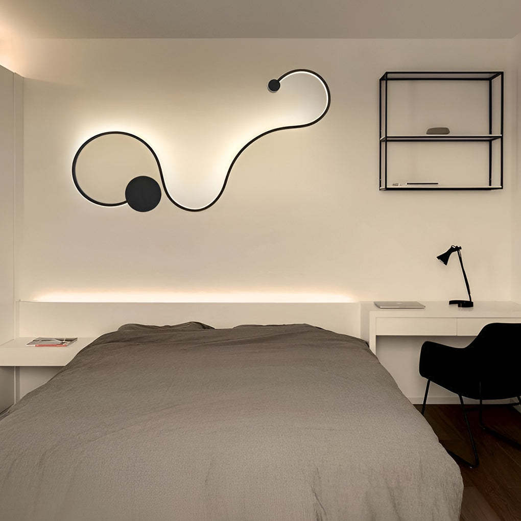 Creative Long Curved Linear LED Modern Wall Sconce Lighting Wall Light Wall Lamp-Lighom