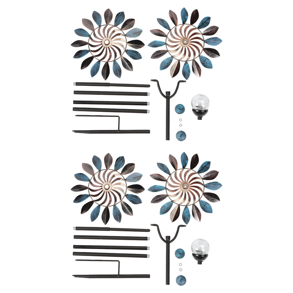 Vintage Iron Wind Spinner Garden Stake Lights - 2-Pack Solar Pathway Decor-Lighom