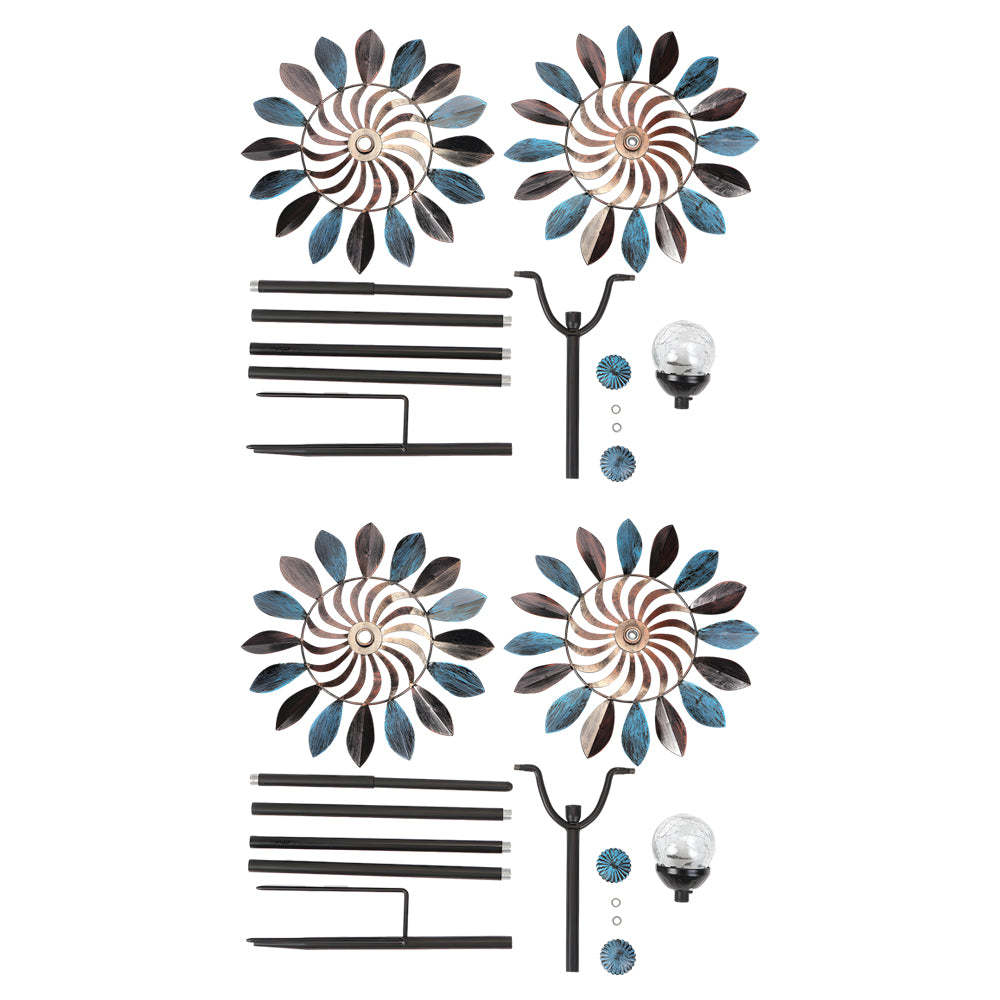 Vintage Iron Wind Spinner Garden Stake Lights - 2-Pack Solar Pathway Decor-Lighom