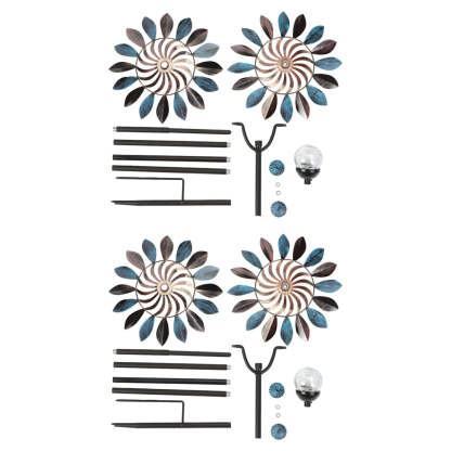 Vintage Iron Wind Spinner Garden Stake Lights - 2-Pack Solar Pathway Decor-Lighom