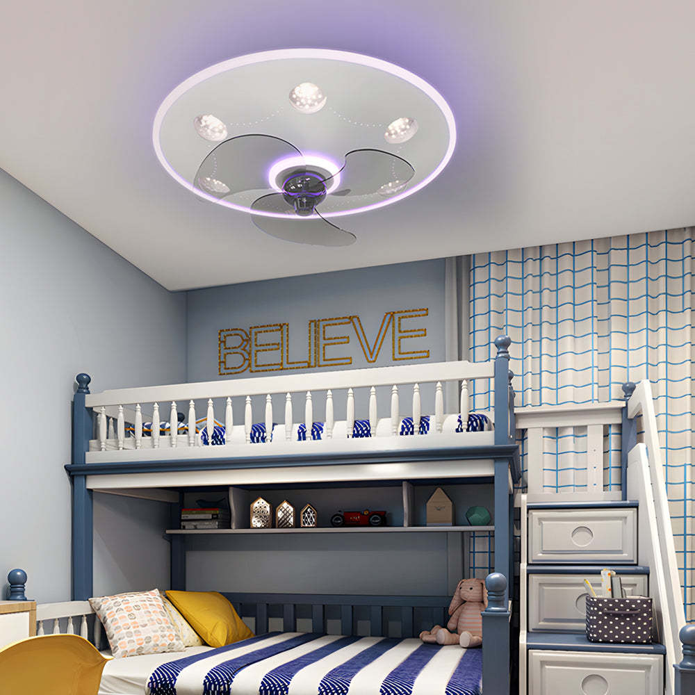 Round Acrylic 3-Step Dimming Modern Fan