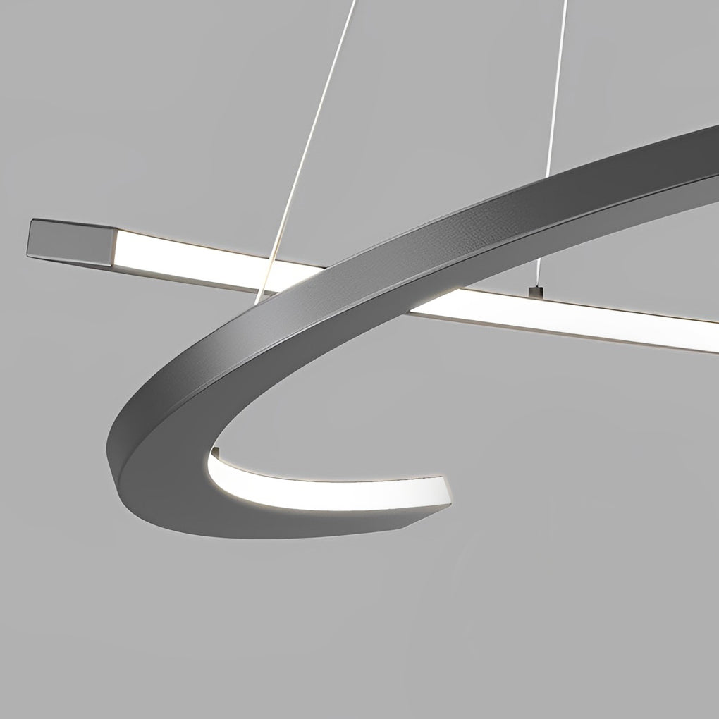 Semi-Circular LED Dimmable Black Modern Chandelier