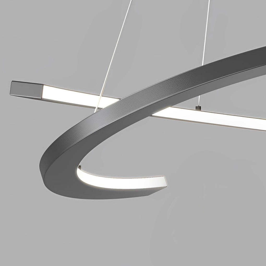 Semi-Circular LED Dimmable Black Modern Chandelier