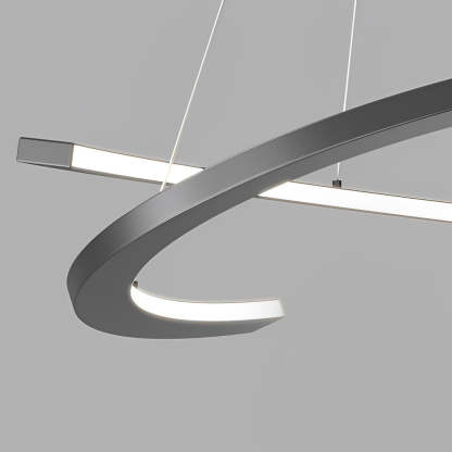 Semi-Circular LED Dimmable Black Modern Chandelier