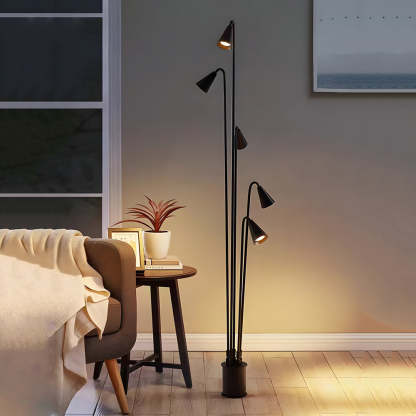 Classic Industrial Black Multi-Head LED Floor Lamp-Lighom