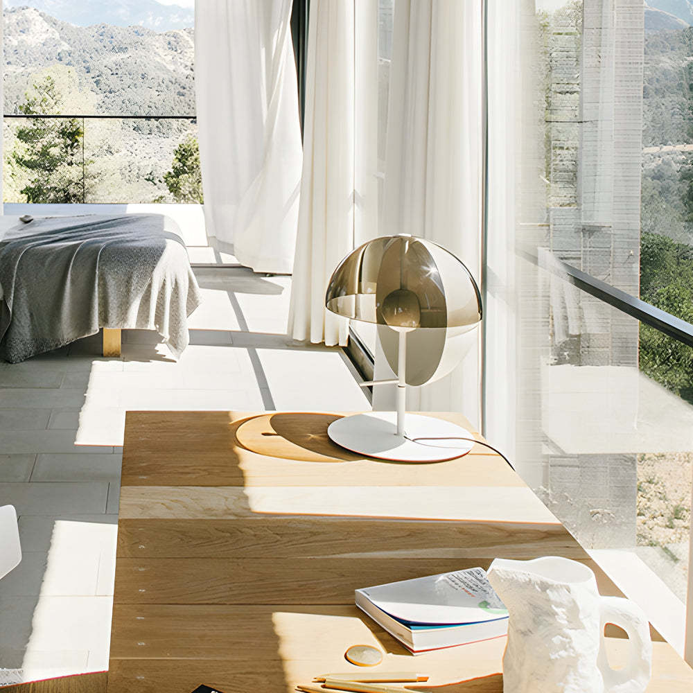 Novelty 2-Half-Sphere Amber Glass LED Table Lamp
