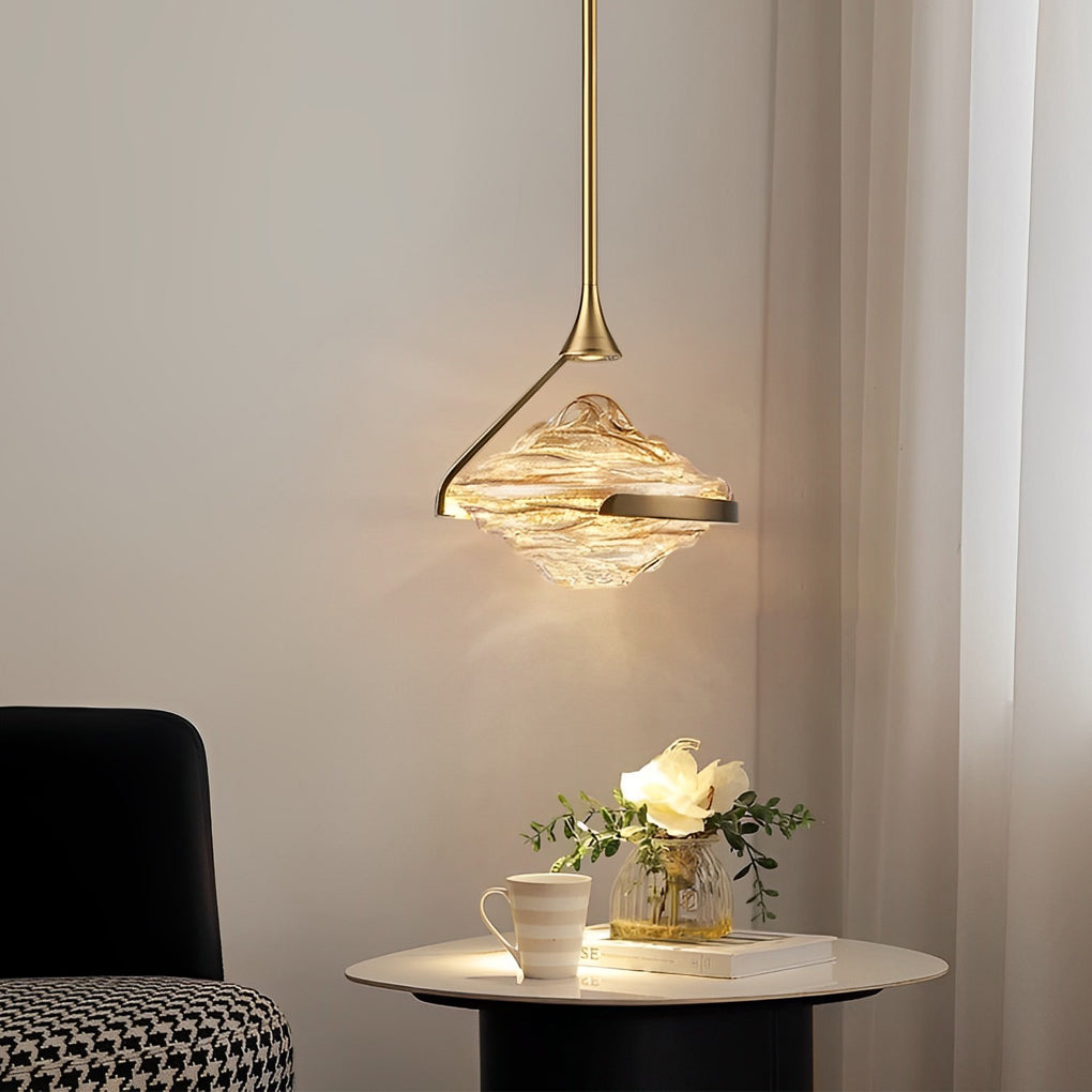 Glass UFO Spinning Top LED Modern Bedside Pendant