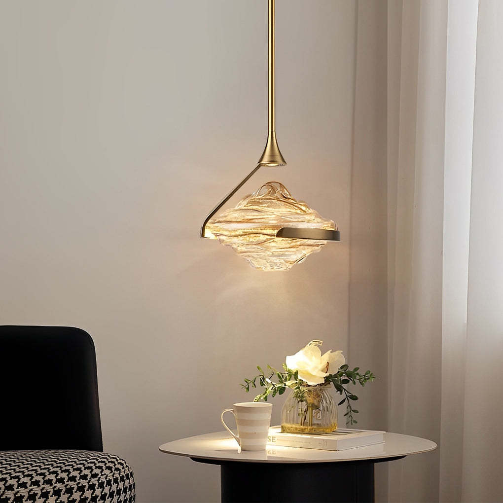 Glass UFO Spinning Top LED Modern Bedside Pendant