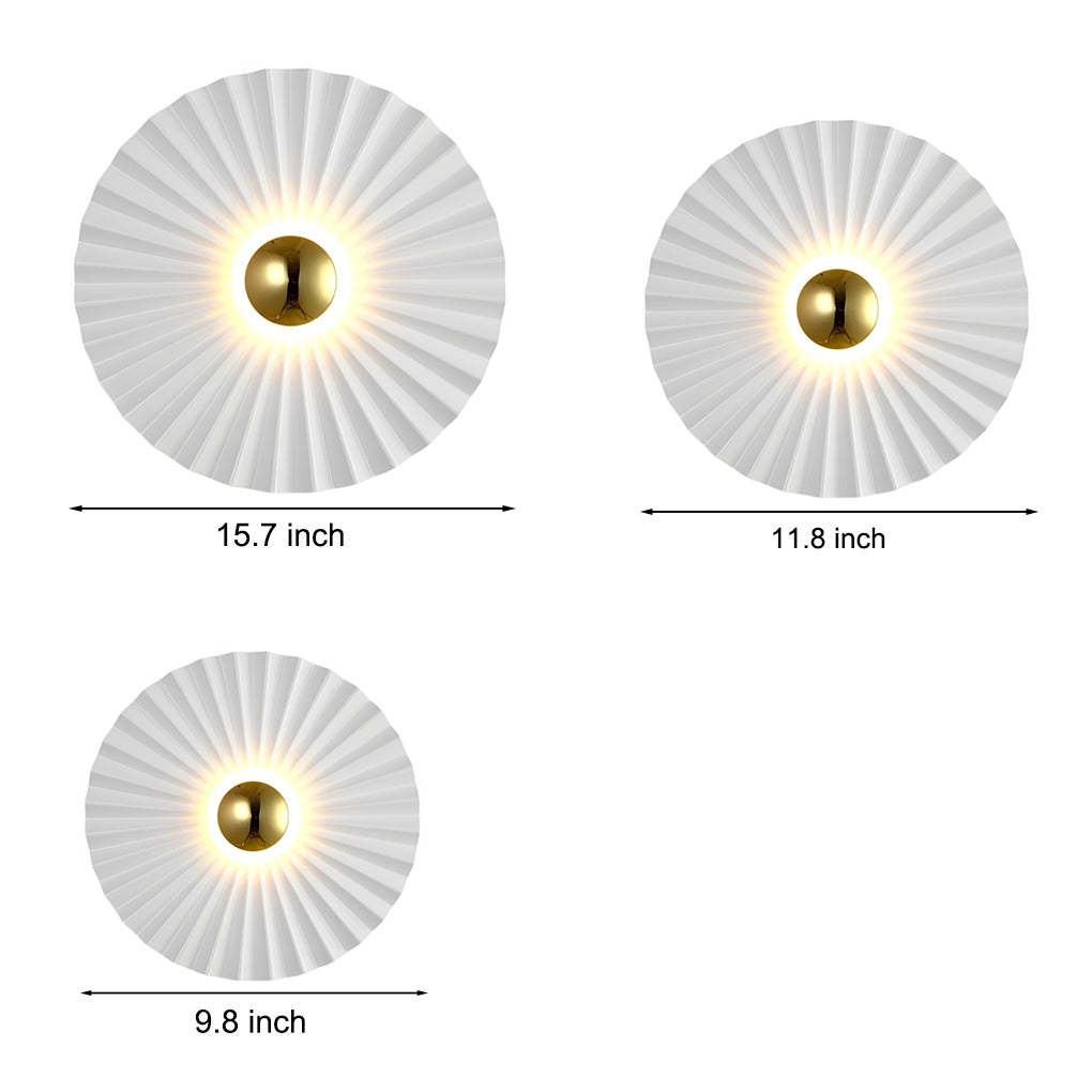 Lotus Leaf Round Pleated LED Creative White Modern Wall Lights Fixture-Lighom