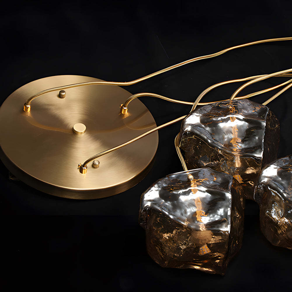 Irregular Lava Glass Copper Post-Modern Chandelier