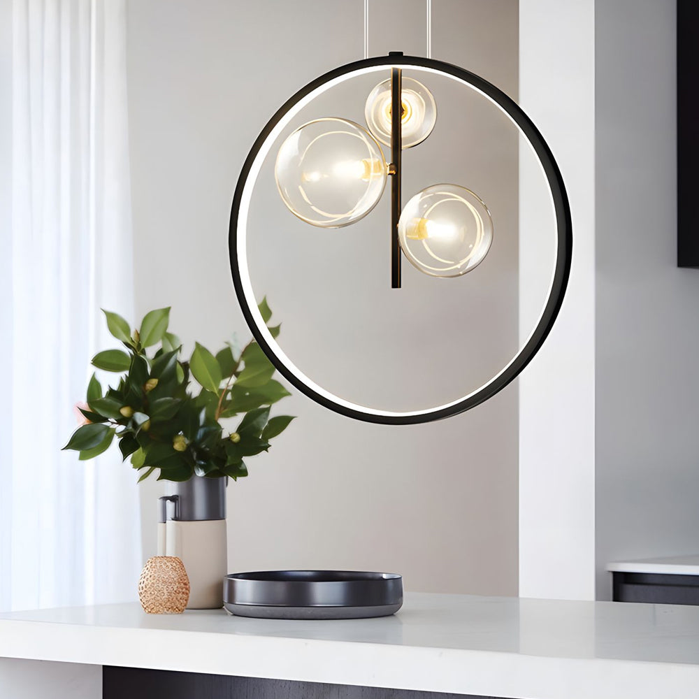 Bubi Black Glass Bubble LED Pendant Light