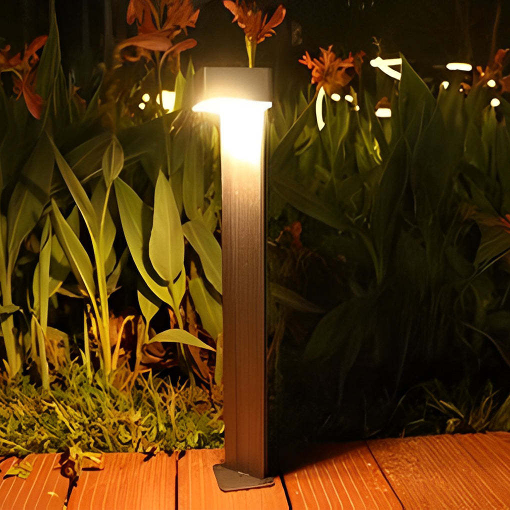 Aluminum Alloy Waterproof LED Black Modern Solar Powered Lawn Lights-Lighom