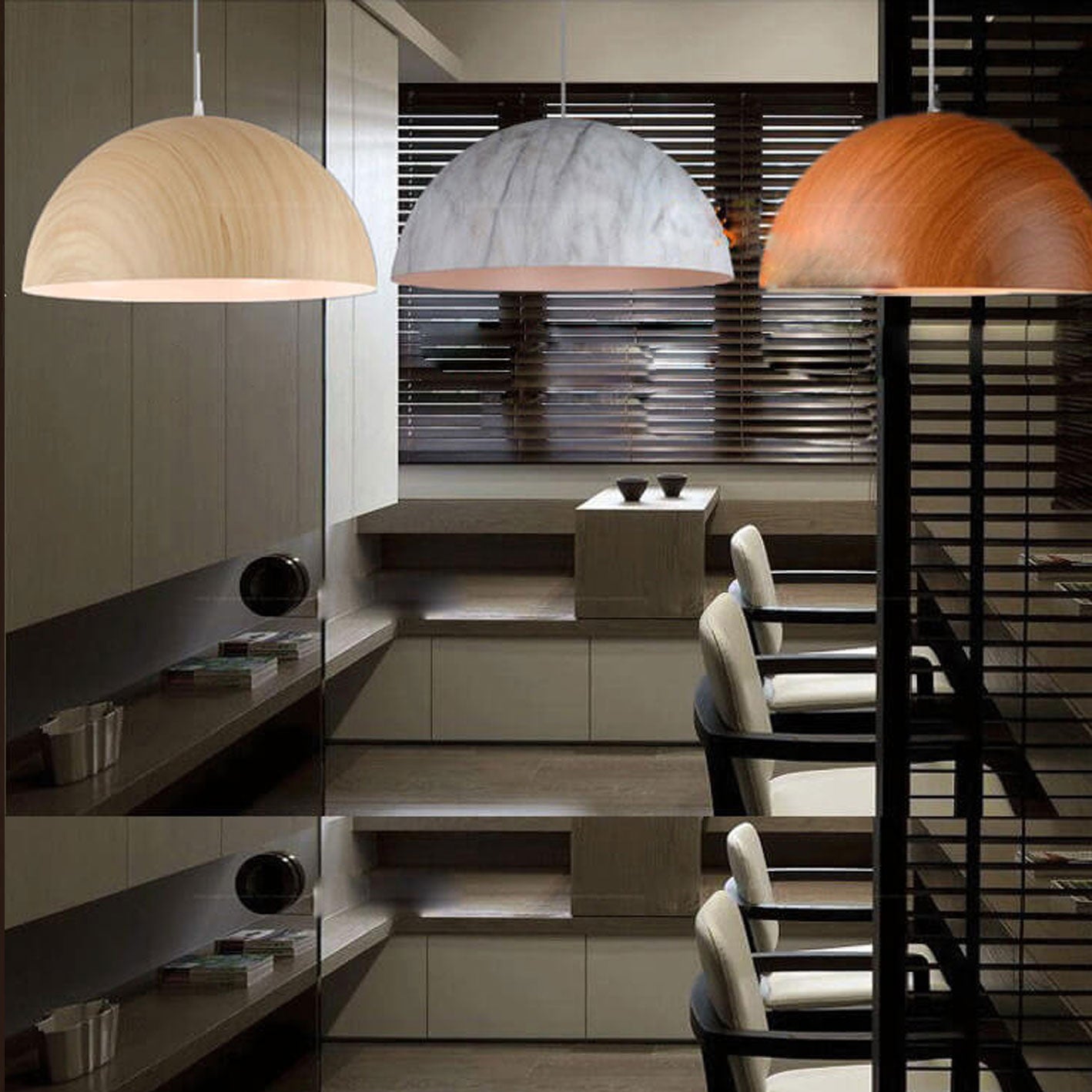 Nordic Marbled Semicircle Pendant Light