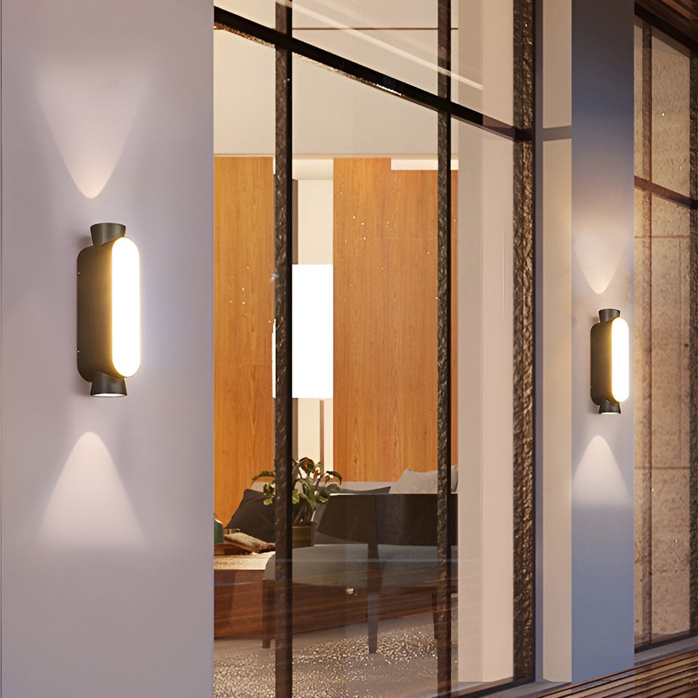 Waterproof LED Up and Down Lights Black Modern Outdoor Wall Sconce Lighting-Lighom