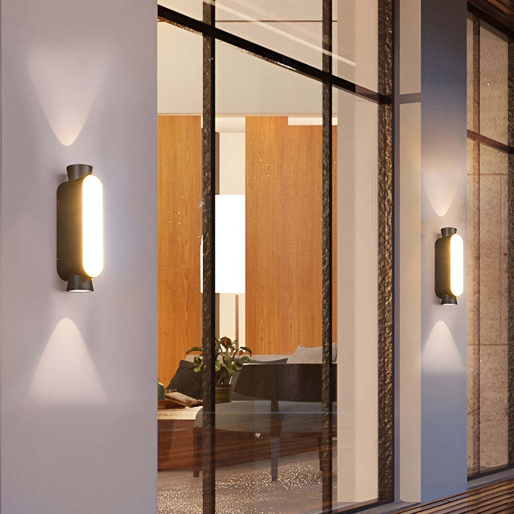 Waterproof LED Up and Down Lights Black Modern Outdoor Wall Sconce Lighting-Lighom