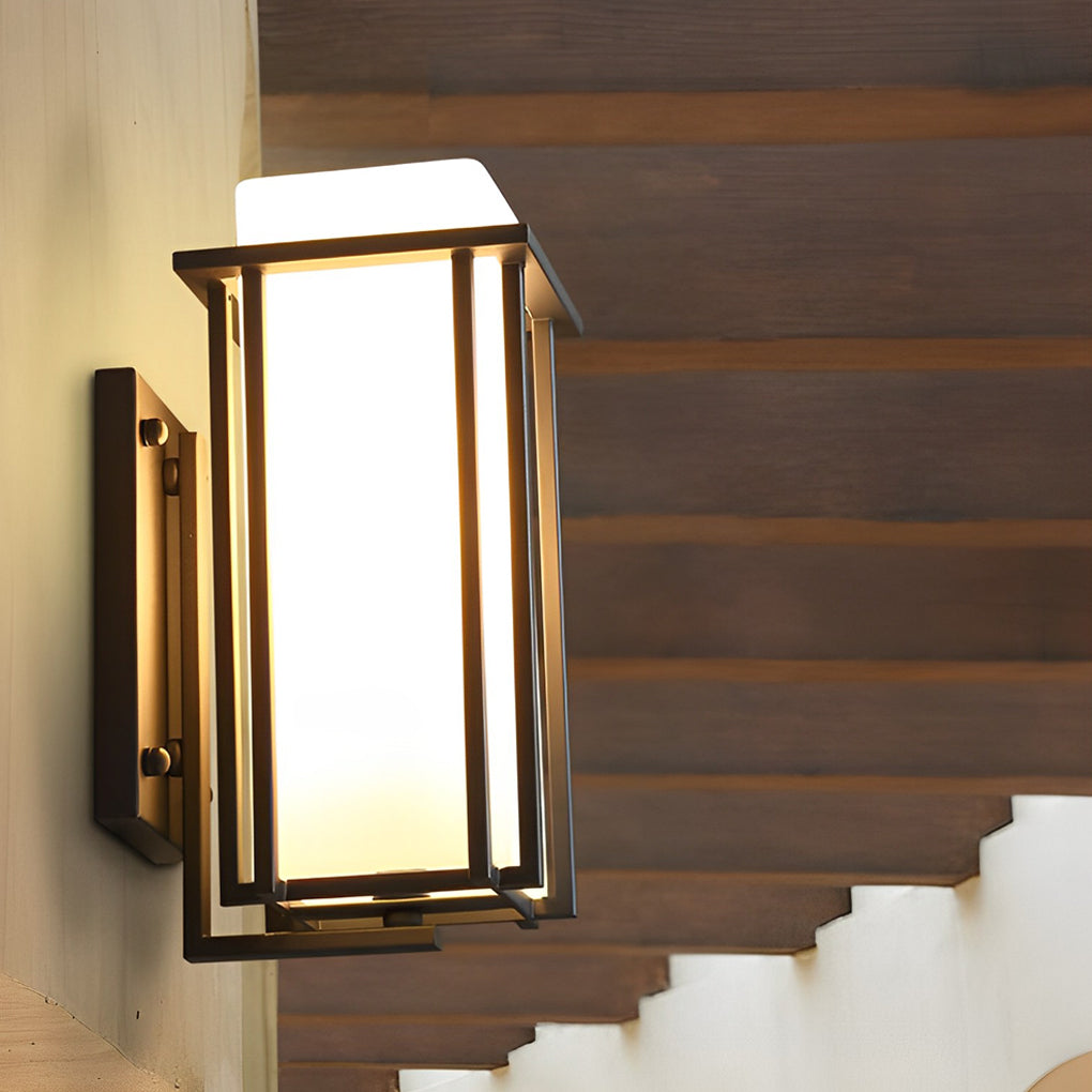 Square Waterproof LED Black Retro Outdoor Wall Lamp Exterior Lights-Lighom
