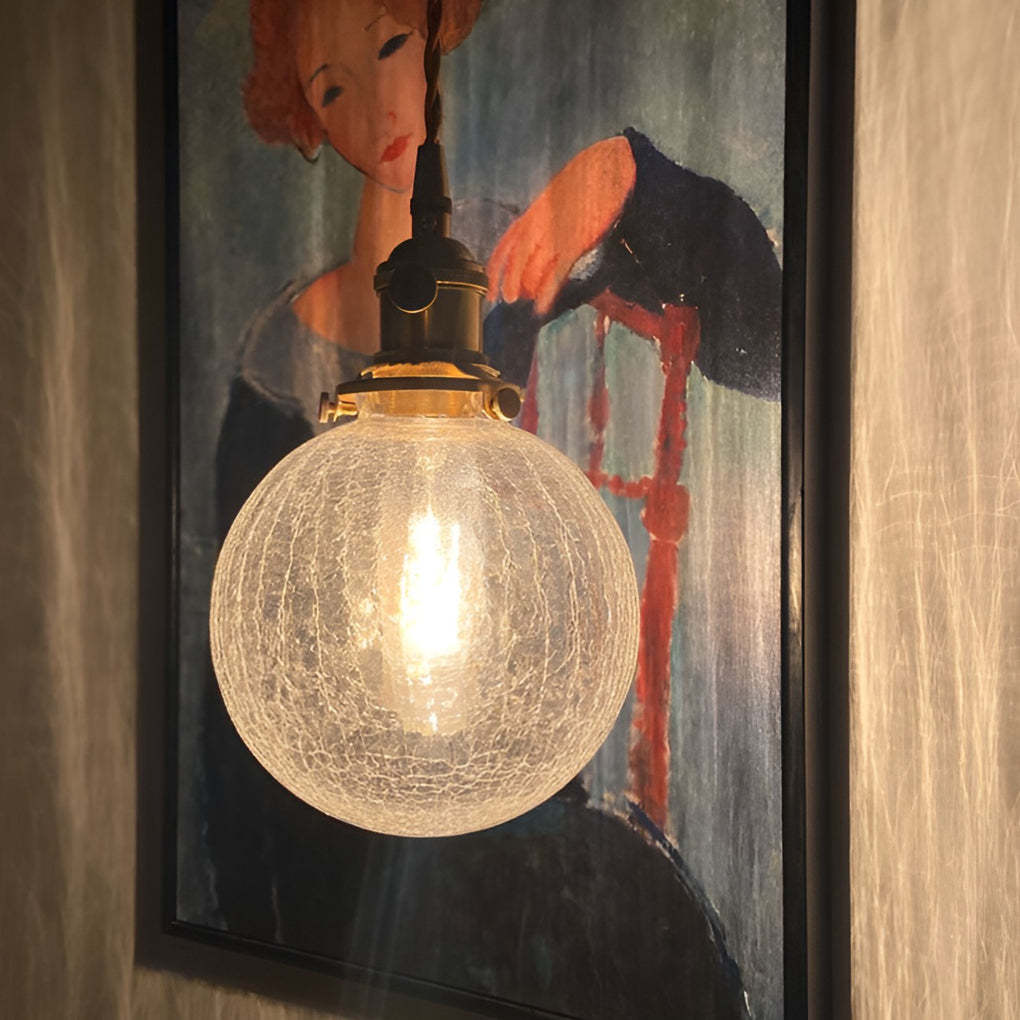 Spherical Cracked Glass LED Nordic Island Pendant Light